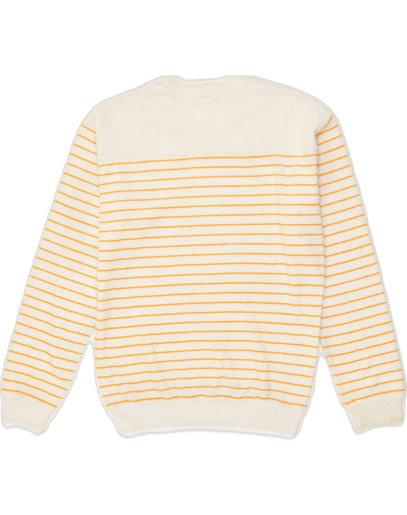 C&A Mens Crew Neck Jumper Sweater Size 44/46 Small Off White Striped | Vintage C&A | Thrift | Second-Hand C&A | Used Clothing | Messina Hembry 