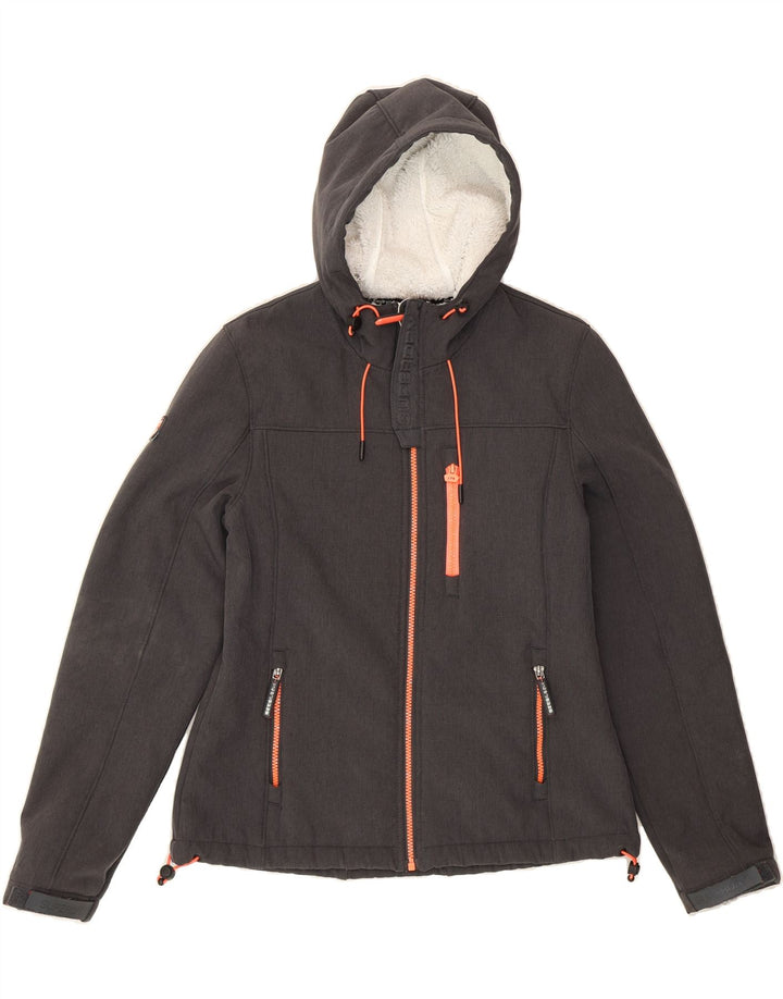 SUPERDRY Womens Sherpa Windbreaker Jacket UK 12 Medium Grey Vintage Superdry and Second-Hand Superdry from Messina Hembry 