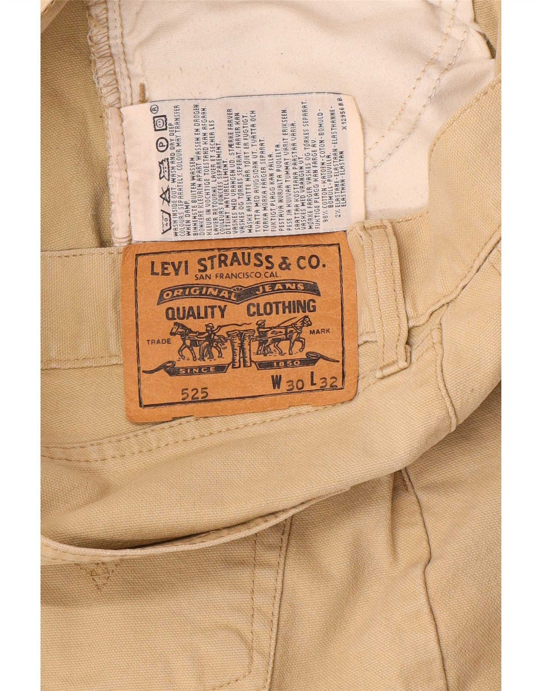 Levi's Mens 525 Bootcut Casual Trousers W30 L32 Beige Cotton