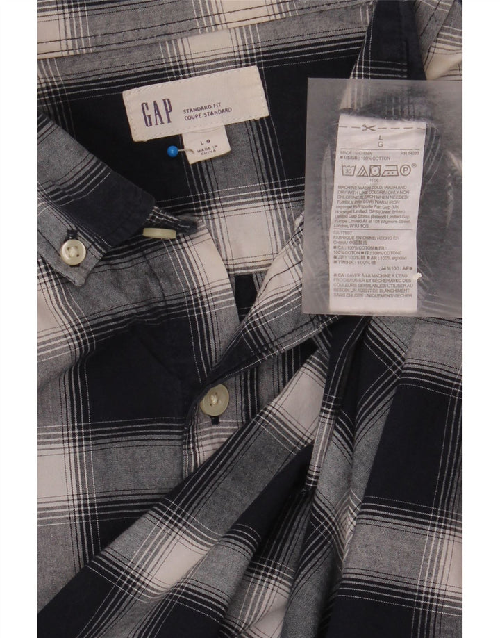 Gap Mens Standard Fit Shirt Large Navy Blue Check Cotton