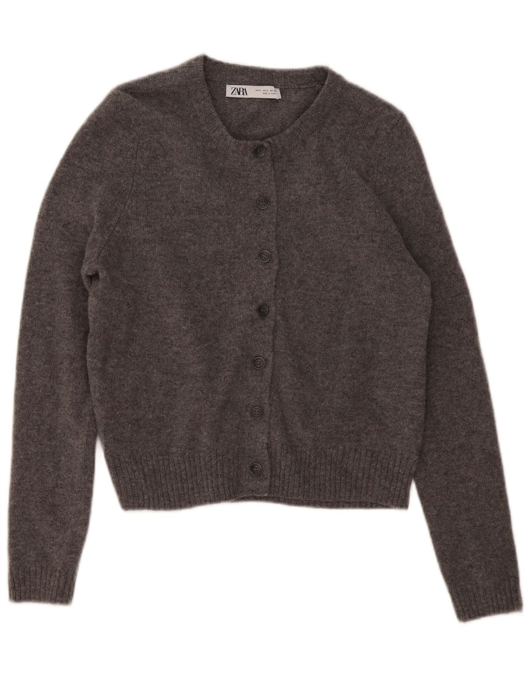 Zara Womens Cardigan Sweater UK 10 Small Grey Flecked Wool