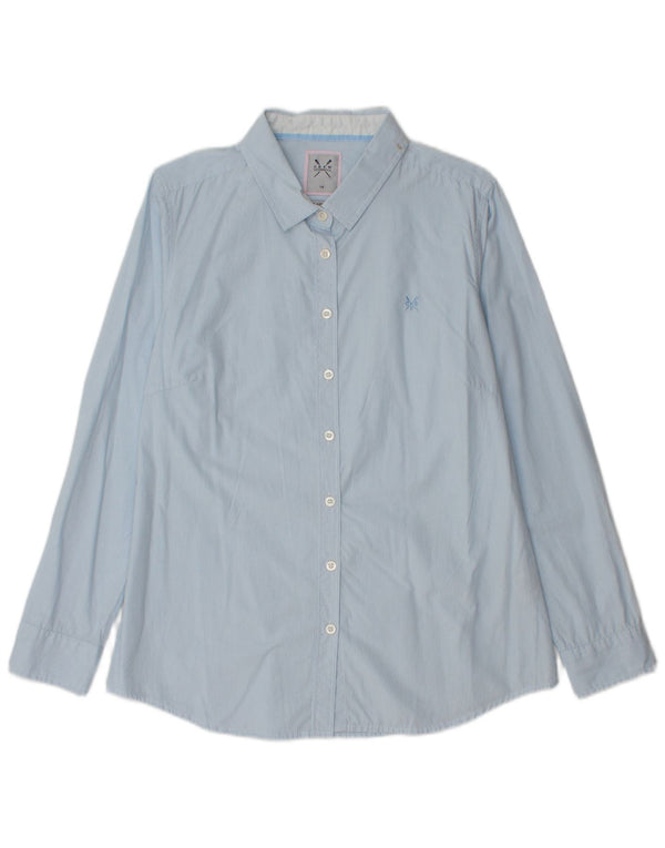 Crew Clothing Womens Classic Fit Shirt UK 14 Medium Blue Pinstripe Cotton