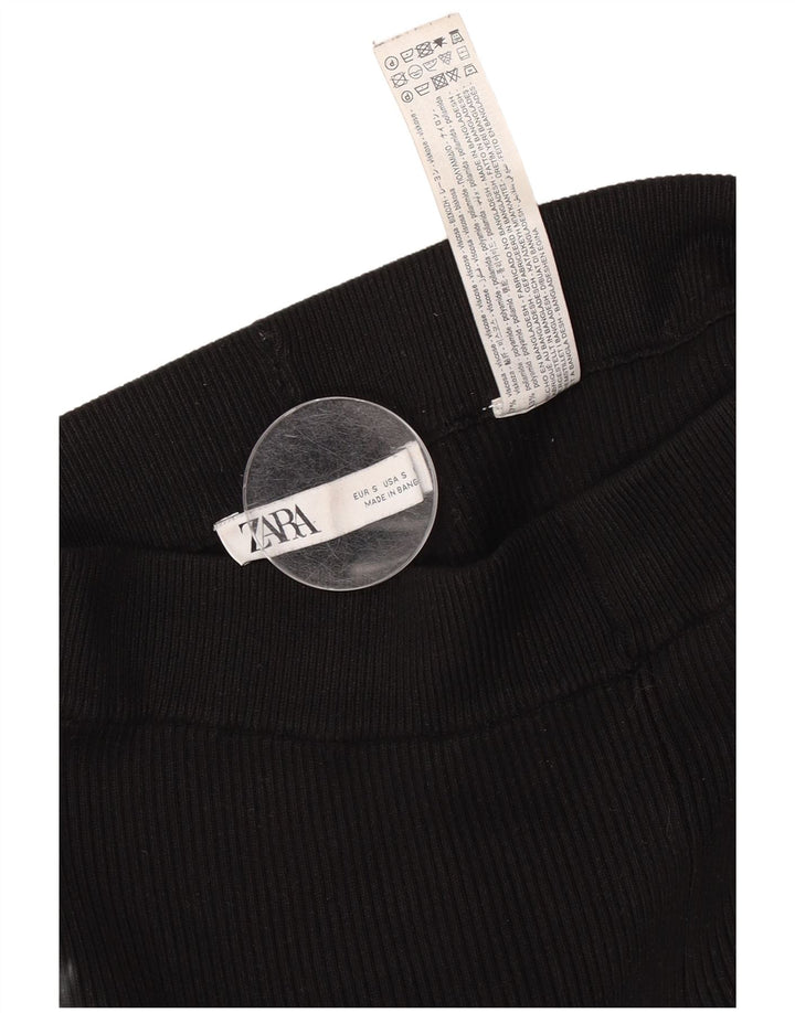 Zara Womens Leggings UK 8 Small  Black Viscose