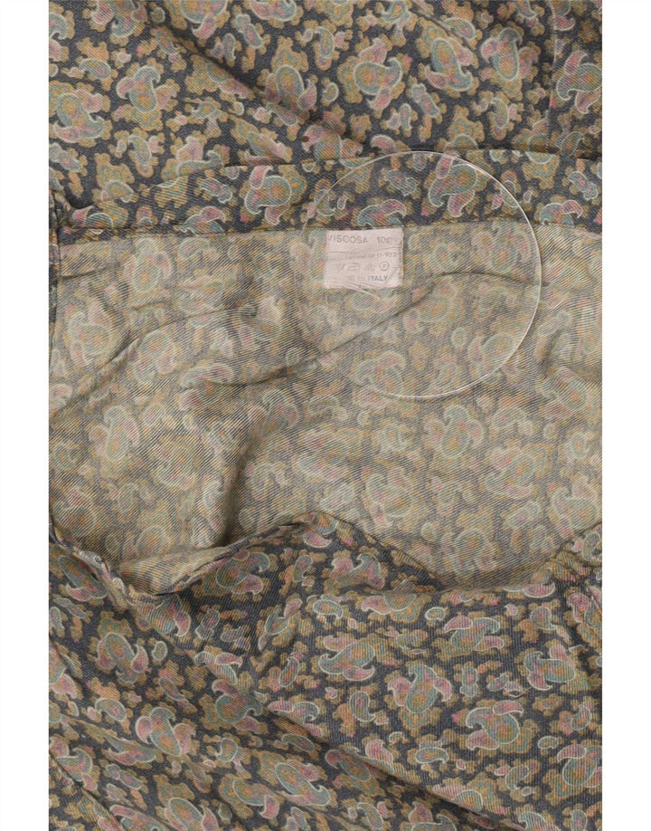 Vintage Mens Shirt Medium Green Paisley Viscose