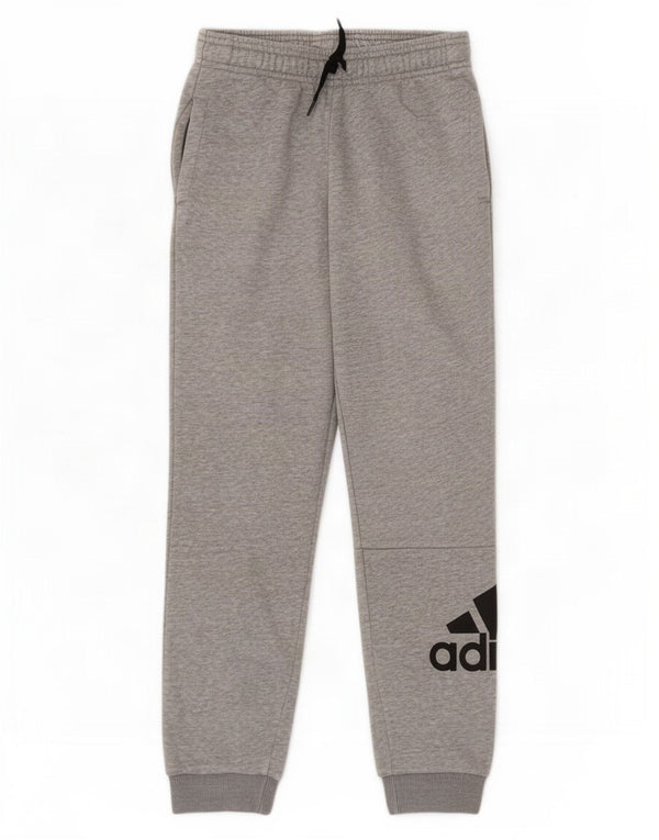 Adidas Boys Graphic Tracksuit Trousers Joggers 9-10 Years Grey Flecked