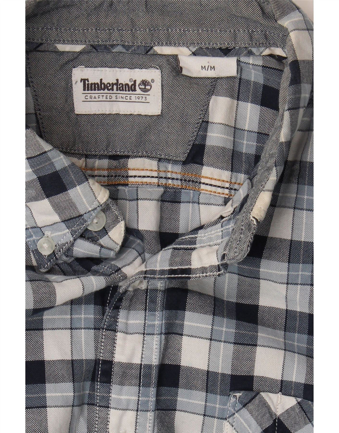 TIMBERLAND Mens Shirt Medium Navy Blue Check Cotton Vintage Timberland and Second-Hand Timberland from Messina Hembry 