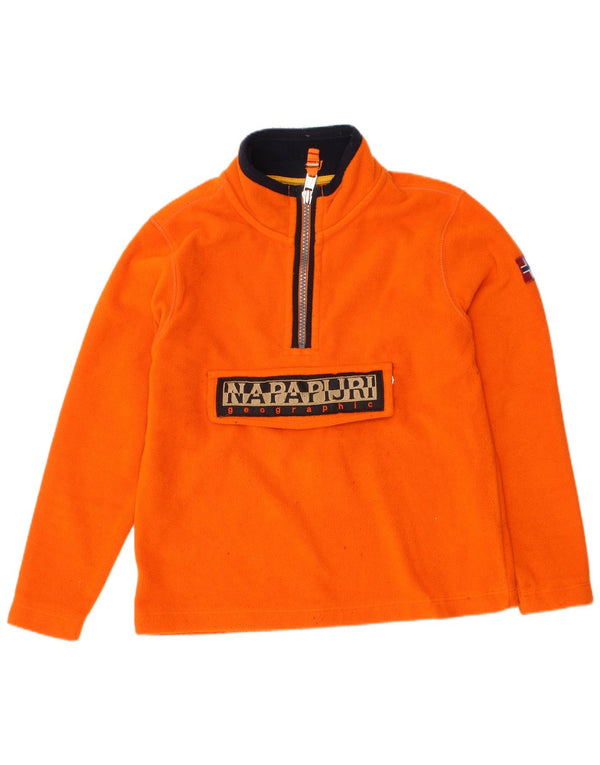 Napapijri Boys Geographic Graphic Zip Neck Fleece Jumper 5-6 Years Orange