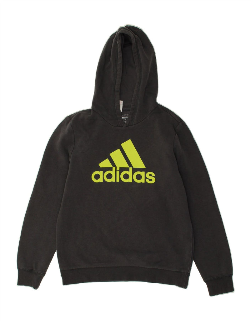 ADIDAS Boys Graphic Hoodie Jumper 13-14 Years Grey Cotton | Vintage Adidas | Thrift | Second-Hand Adidas | Used Clothing | Messina Hembry 