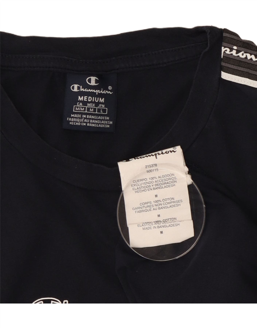 Champion Mens Graphic T-Shirt Top Medium Navy Blue Cotton