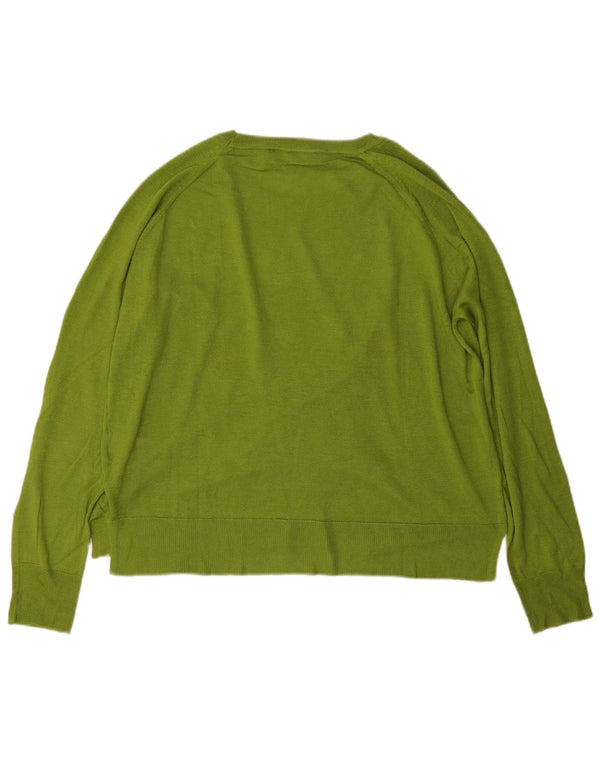 Zara Womens Oversized Boat Neck Jumper Sweater UK 10 Small Green Viscose