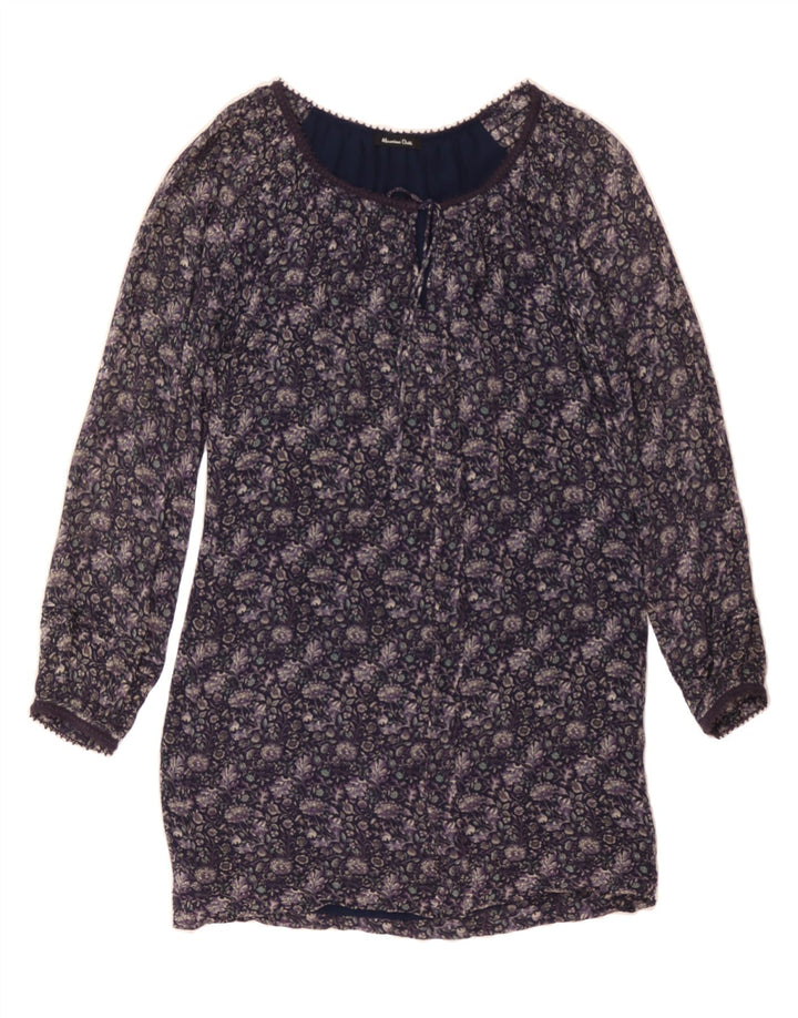 MASSIMO DUTTI Womens Long Sleeve Shift Dress EU 38 Small Navy Blue Floral Vintage Massimo Dutti and Second-Hand Massimo Dutti from Messina Hembry 