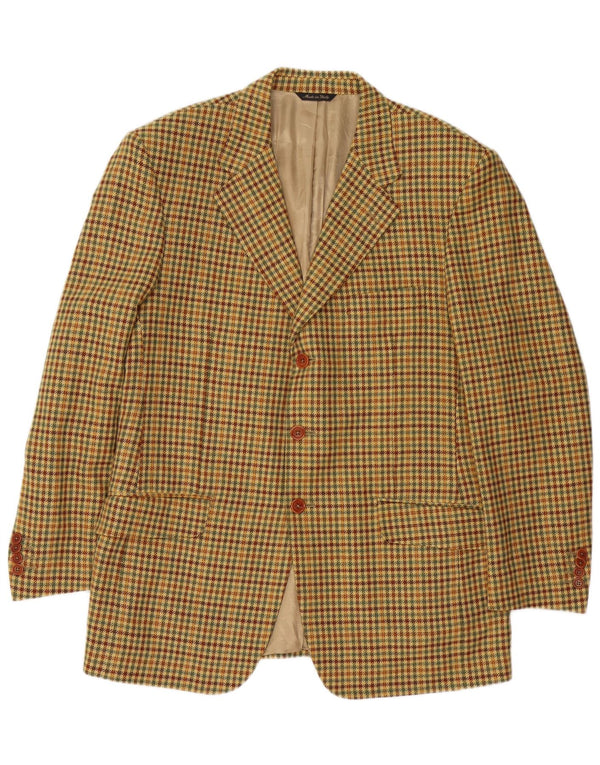 Ermenegildo Zegna Mens 3 Button Blazer Jacket IT 52 Large Beige Houndstooth