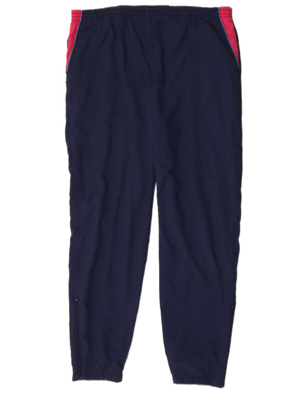 VINTAGE Mens Tracksuit Trousers Joggers XL  Navy Blue Colourblock