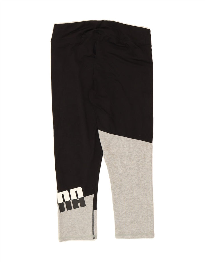 PUMA Womens Graphic Capri Leggings UK 16 Large  Black Colourblock Vintage Puma and Second-Hand Puma from Messina Hembry 