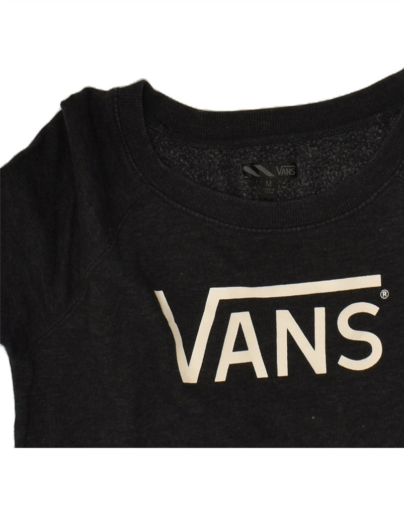 VANS Womens Graphic Sweatshirt Jumper UK 14 Medium Black Cotton | Vintage Vans | Thrift | Second-Hand Vans | Used Clothing | Messina Hembry 