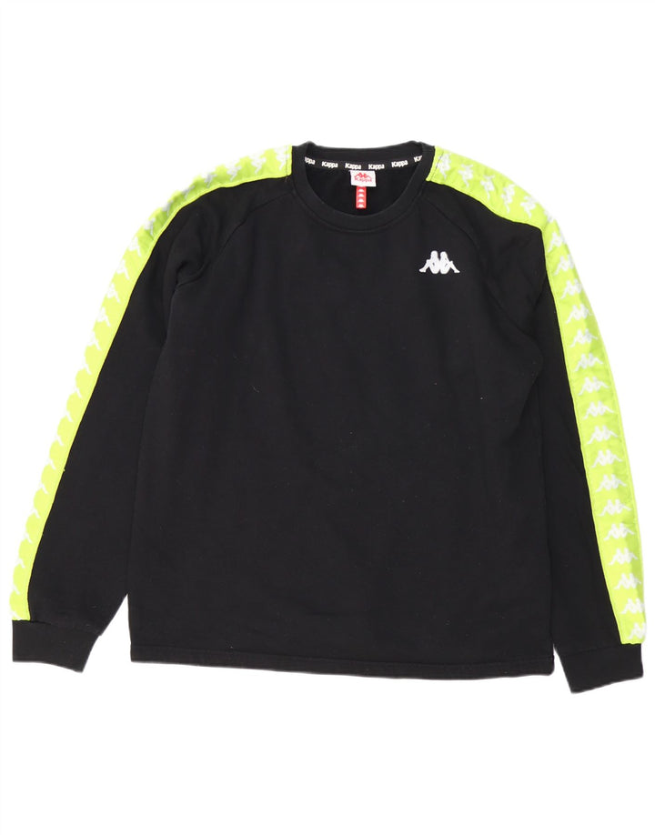 Kappa Mens Graphic Sweatshirt Jumper Medium Black Colourblock Cotton