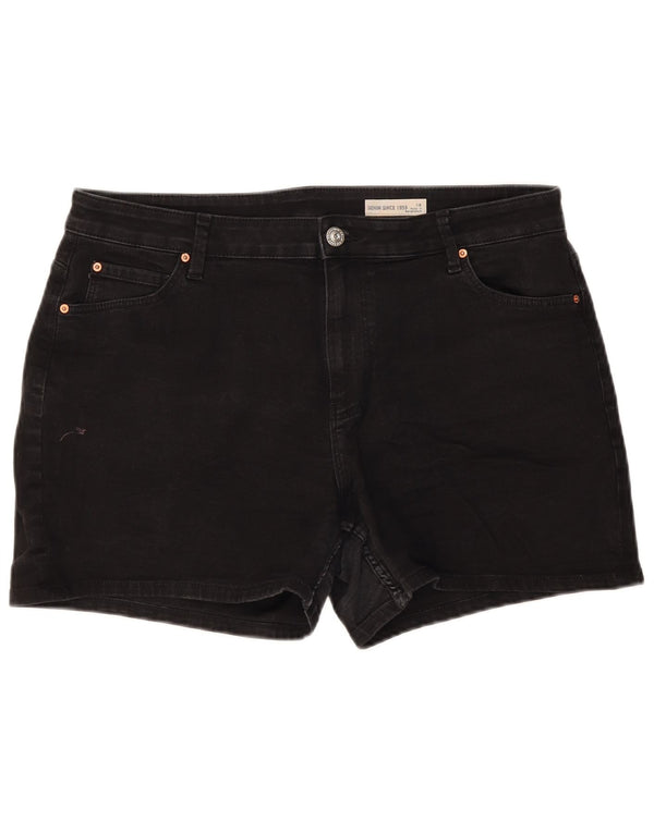 Marks & Spencer Womens Denim Shorts UK 18 XL W36 Black Cotton
