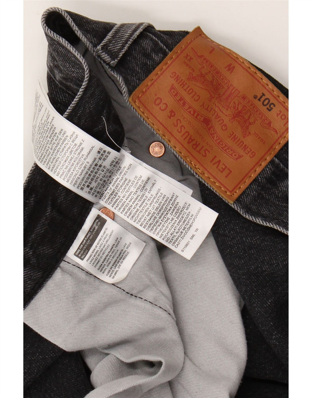 LEVI'S Mens 501 Cropped Jeans W48 L26 Grey Cotton