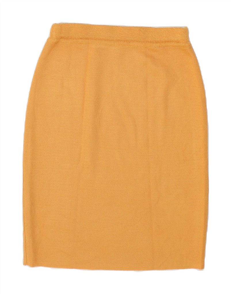 VINTAGE Womens Pencil Skirt IT 44 Medium W28 Yellow Viscose Vintage Vintage and Second-Hand Vintage from Messina Hembry 