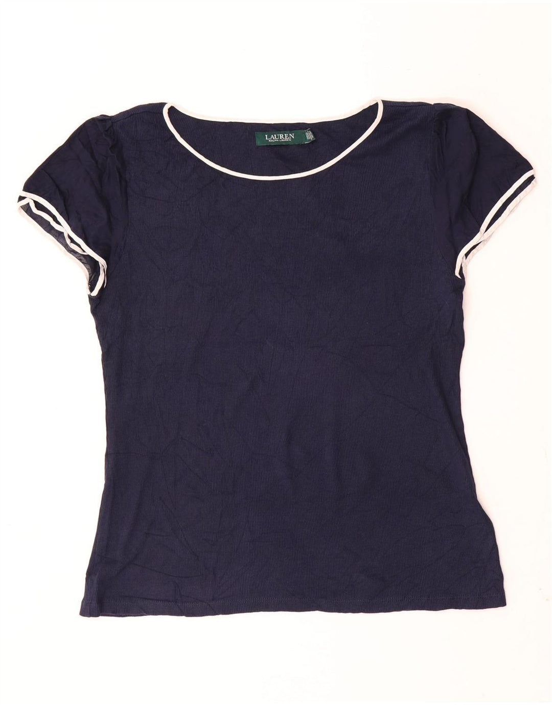 Ralph Lauren Womens T-Shirt Top UK 14 Large Navy Blue Cotton