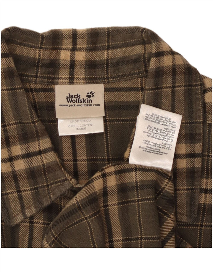 Jack Wolfskin Mens Flannel Shirt XL Green Check Cotton