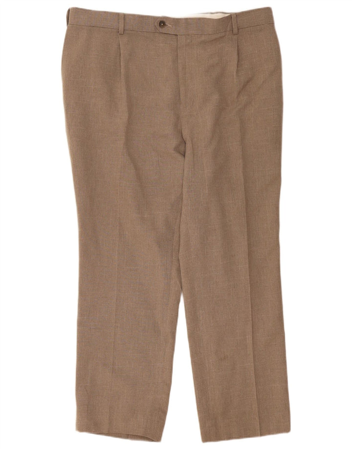 Marks & Spencer Mens Pegged Regular Fit Suit Trousers W44 L29 Beige