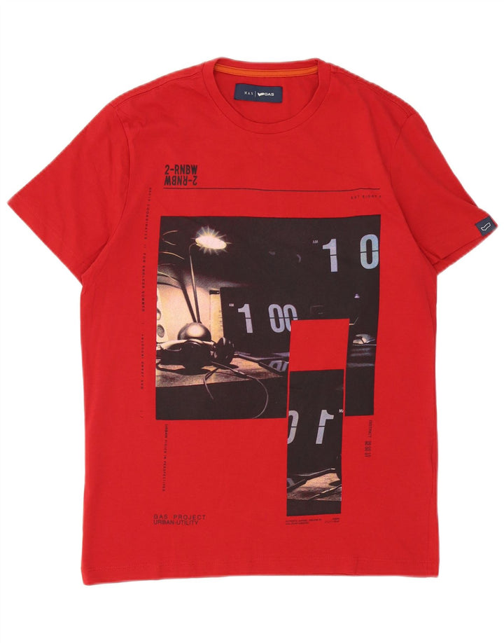 Gas Mens Graphic T-Shirt Top Small Red Cotton
