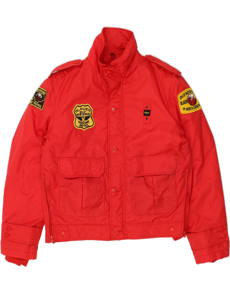 BLAUER Mens Military Jacket UK 42 XL Red | Vintage Blauer | Thrift | Second-Hand Blauer | Used Clothing | Messina Hembry 