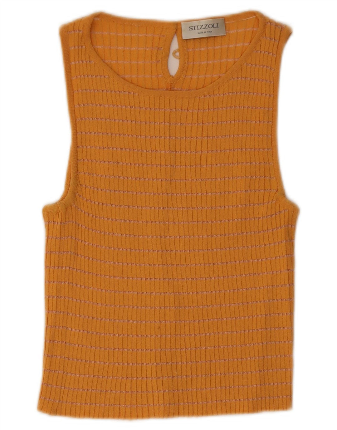 STIZZOLI Womens Crop Vest Top UK 2 2XS Orange Striped