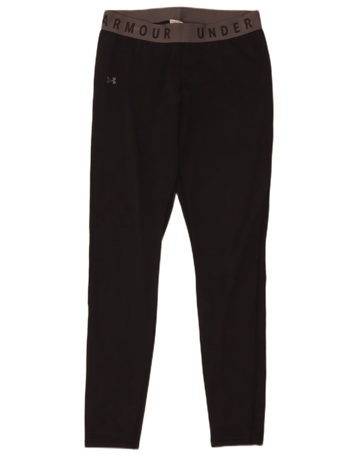 Under Armour Womens Graphic Leggings UK 12 Medium  Black Cotton