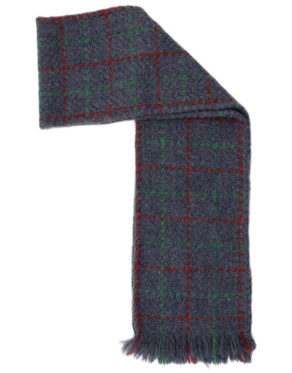 Blarney Mens Rectangle Scarf One Size Blue Check Wool Winter