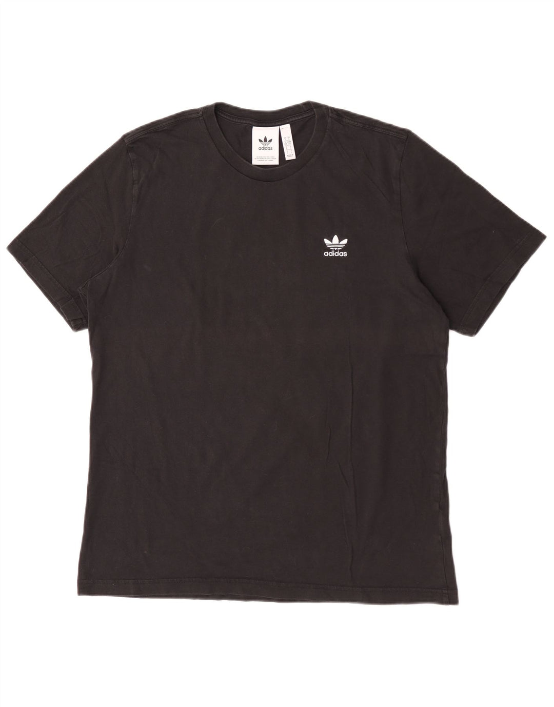 Adidas Mens T-Shirt Top Large Black Cotton