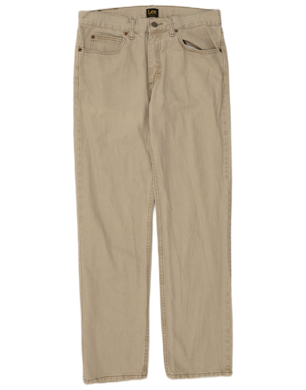 Lee Mens Regular Fit Casual Trousers W32 L34 Beige Cotton
