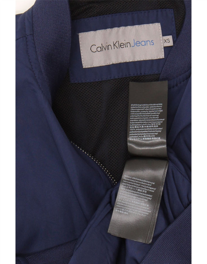 CALVIN KLEIN JEANS Mens Bomber Jacket UK 6 XS Navy Blue Polyester