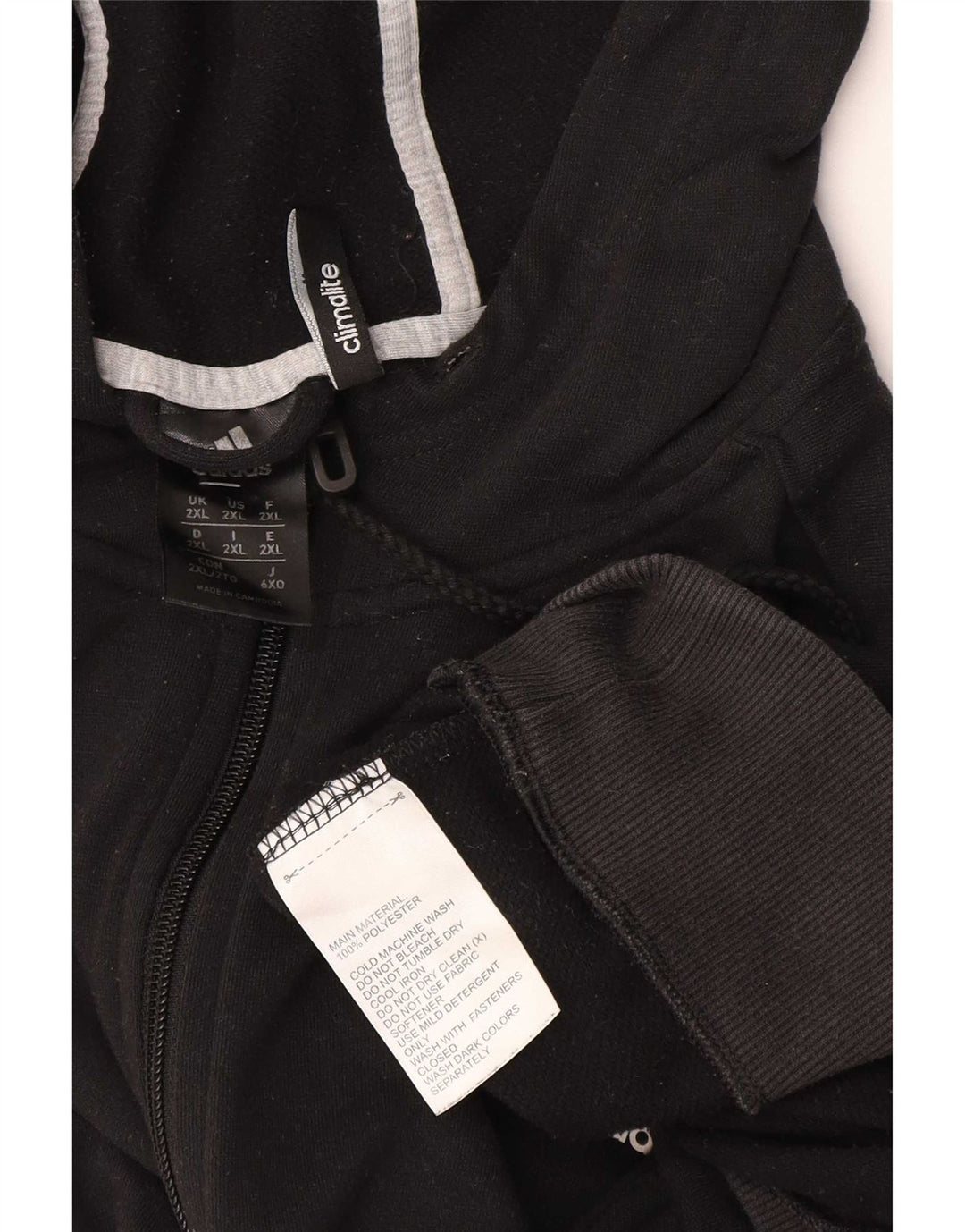 Adidas Mens Climalite Zip Hoodie Sweater 2XL Black Polyester
