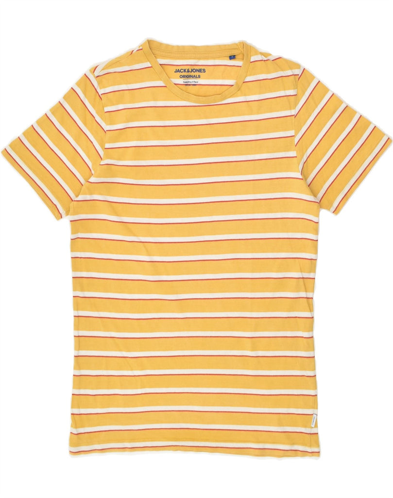 JACK & JONES Mens T-Shirt Top Small Yellow Striped Cotton | Vintage Jack & Jones | Thrift | Second-Hand Jack & Jones | Used Clothing | Messina Hembry 