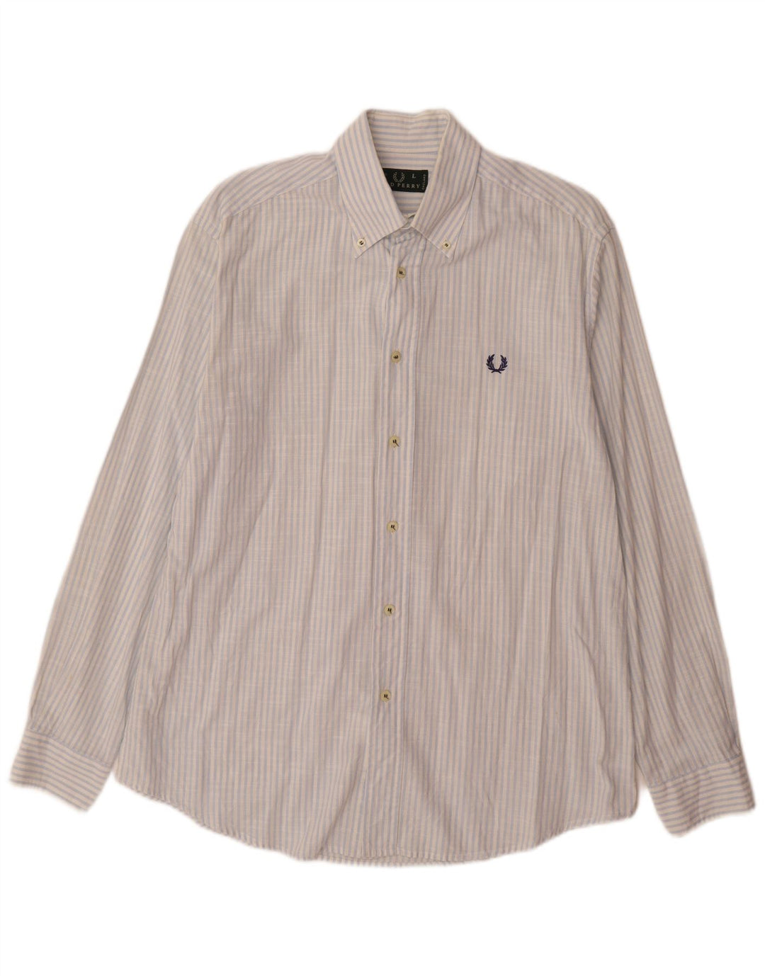 Fred Perry Mens Shirt Large Blue Pinstripe Cotton