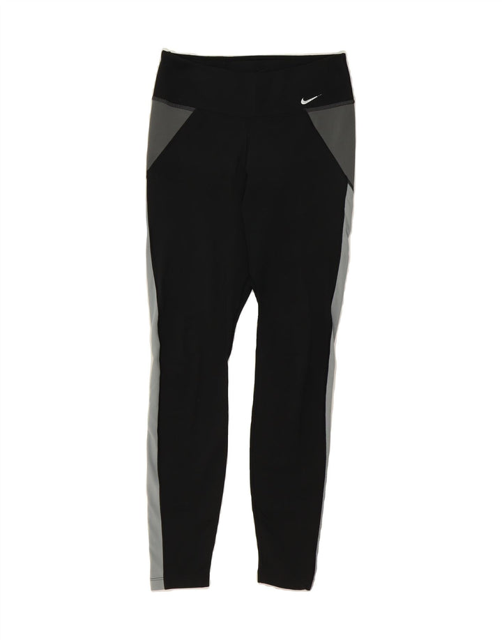 NIKE Womens Dri Fit Leggings UK 10 Small  Black Colourblock Polyester Vintage Nike and Second-Hand Nike from Messina Hembry 