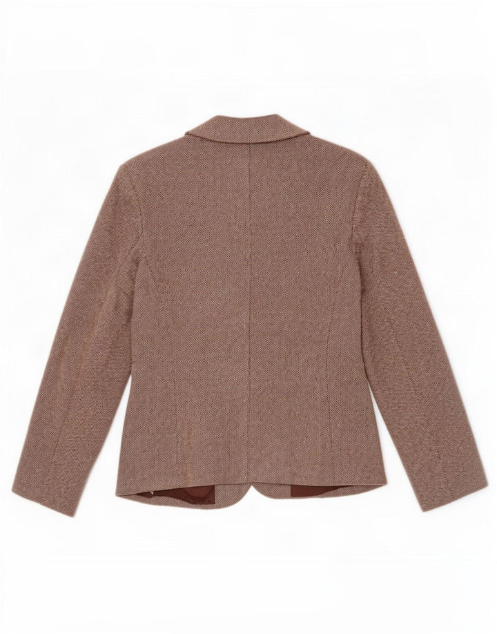 Benetton Womens 3 Button Blazer Jacket IT 42 Medium Brown Wool