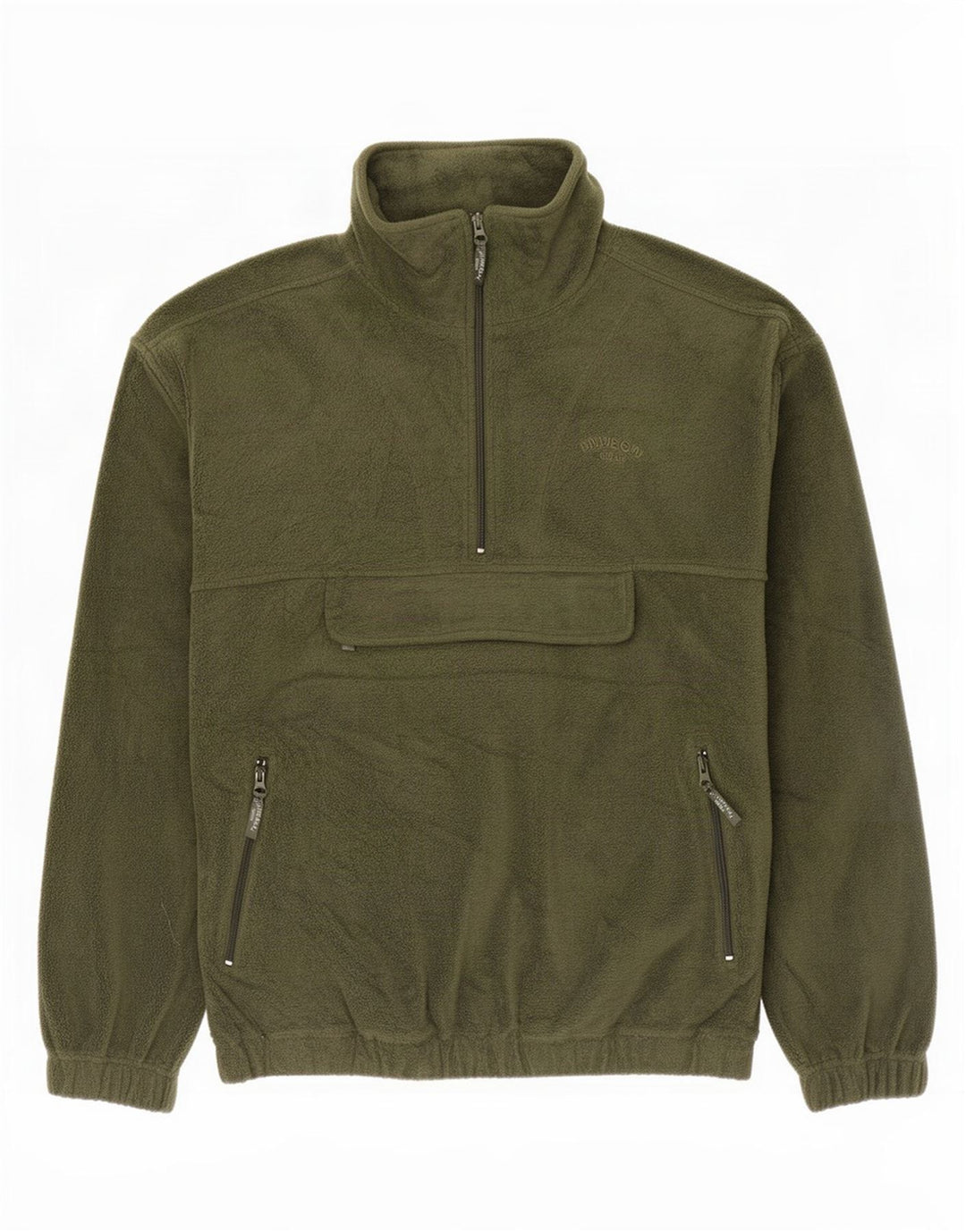 Vintage Mens Anorak Fleece Jumper Large Khaki Polyester
