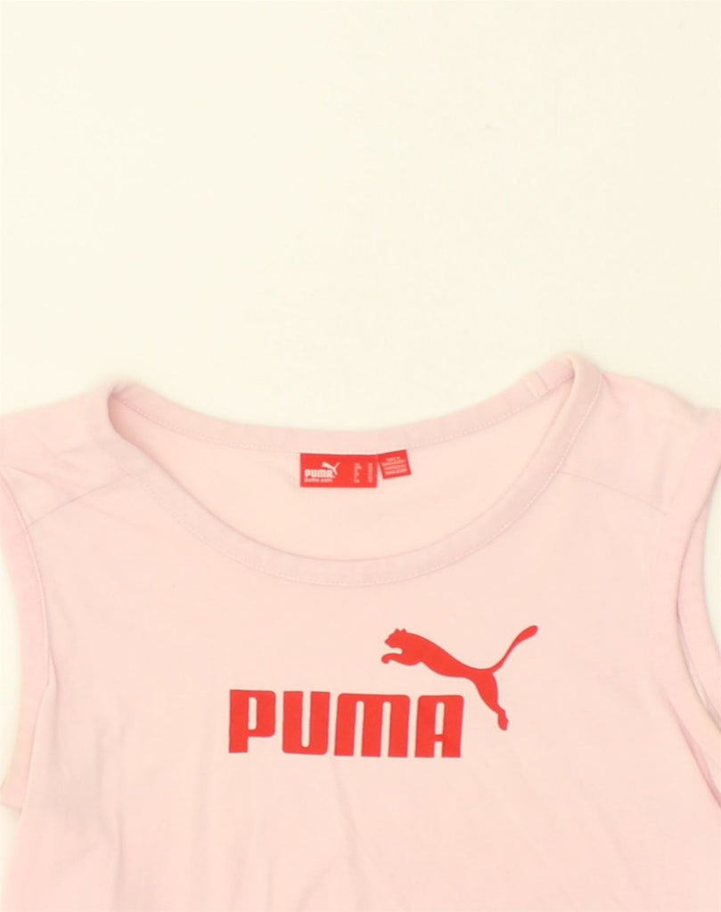 PUMA Womens Graphic Vest Top UK 12 Medium Pink Cotton | Vintage Puma | Thrift | Second-Hand Puma | Used Clothing | Messina Hembry 