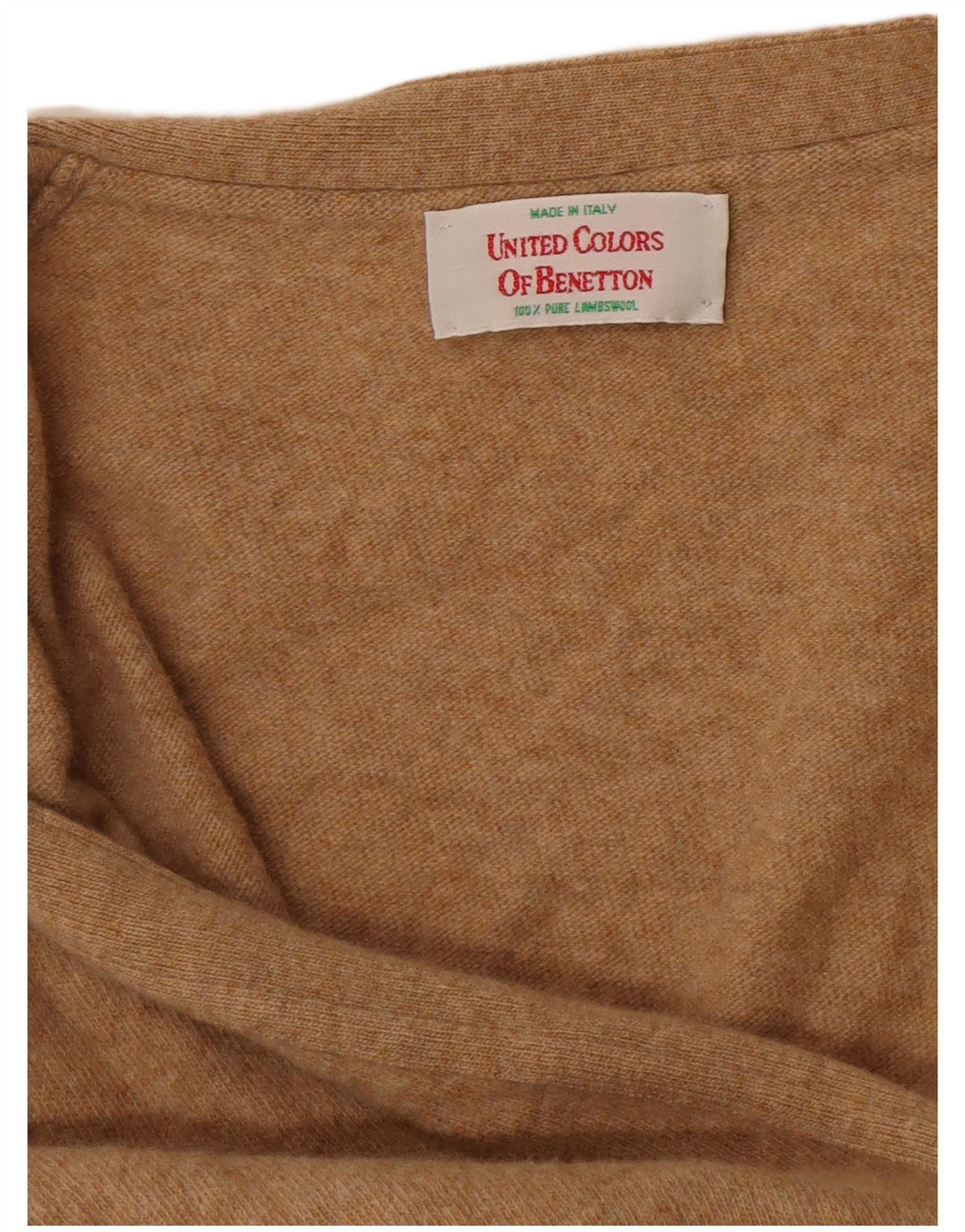 Benetton Womens Cardigan Sweater UK 16 Large Brown Lambswool