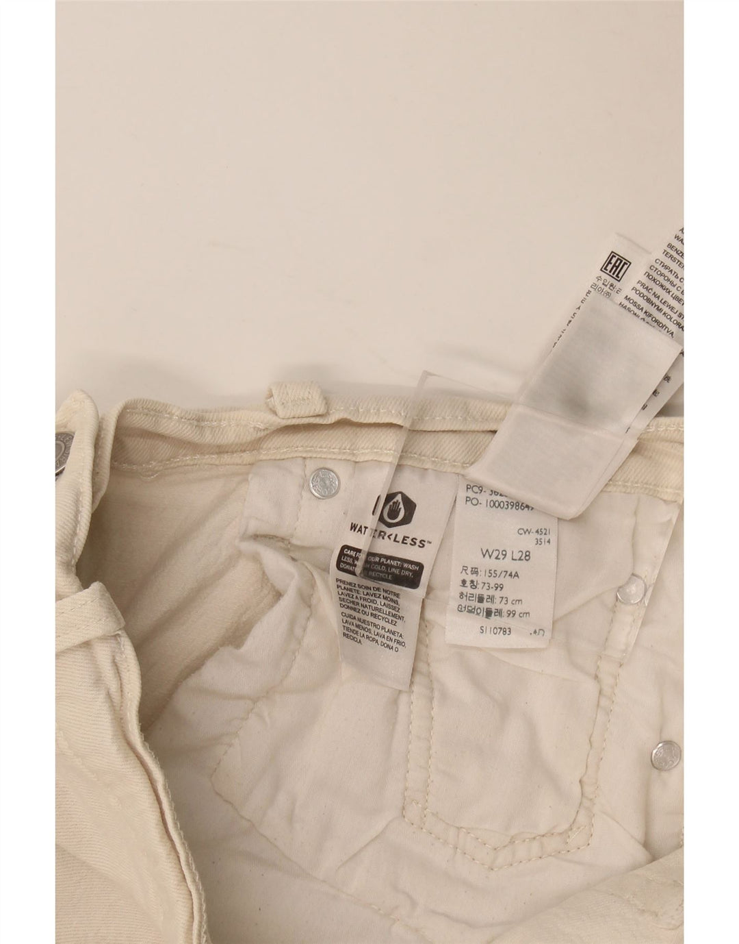 Levi's Womens 501 Straight Jeans W29 L28 Off White Cotton