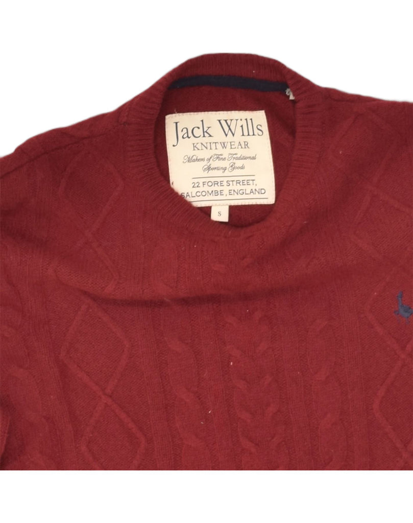 JACK WILLS Mens Crew Neck Jumper Sweater Small Burgundy Wool | Vintage Jack Wills | Thrift | Second-Hand Jack Wills | Used Clothing | Messina Hembry 