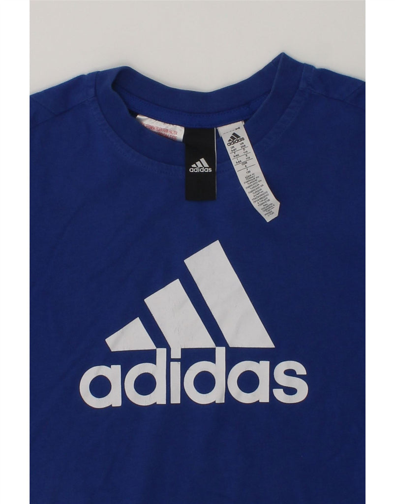 ADIDAS Boys Graphic T-Shirt Top 5-6 Years Blue Cotton | Vintage Adidas | Thrift | Second-Hand Adidas | Used Clothing | Messina Hembry 