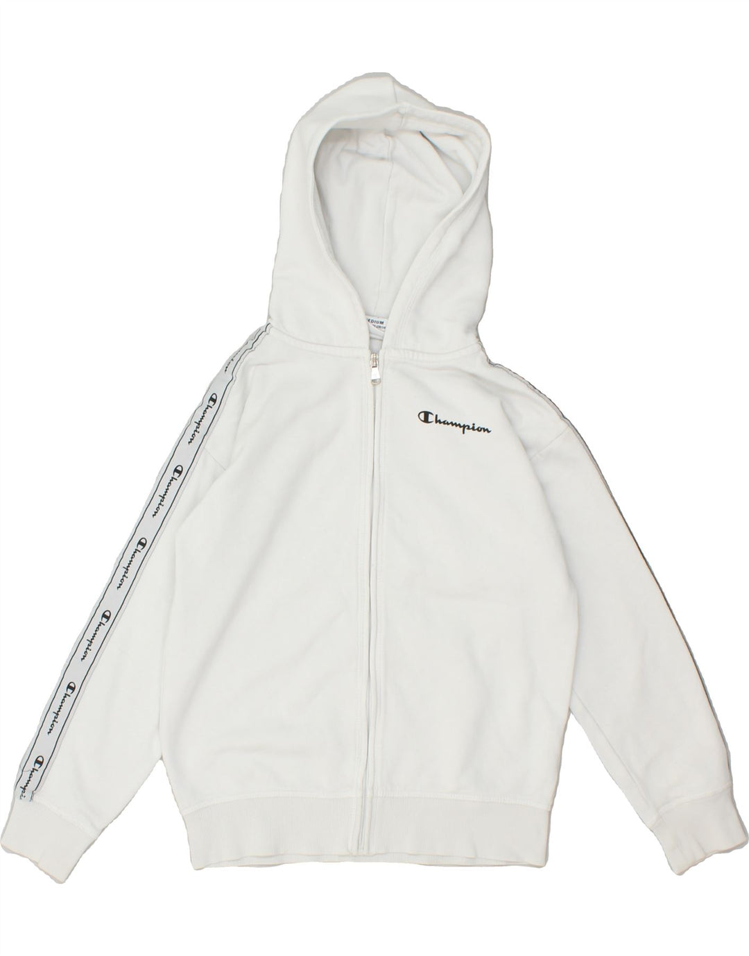CHAMPION Boys Graphic Zip Hoodie Sweater 9-10 Years Medium  White Cotton | Vintage Champion | Thrift | Second-Hand Champion | Used Clothing | Messina Hembry 