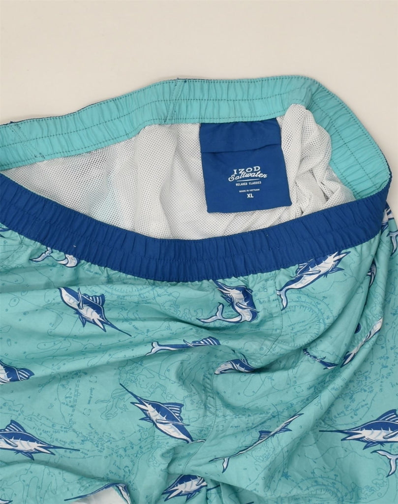 IZOD Mens Salt Water Swimming Shorts XL Green Animal Print Polyester | Vintage Izod | Thrift | Second-Hand Izod | Used Clothing | Messina Hembry 