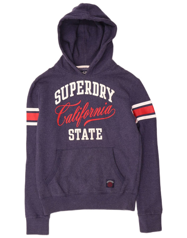 Superdry Mens Graphic Hoodie Jumper Medium Navy Blue Colourblock Cotton
