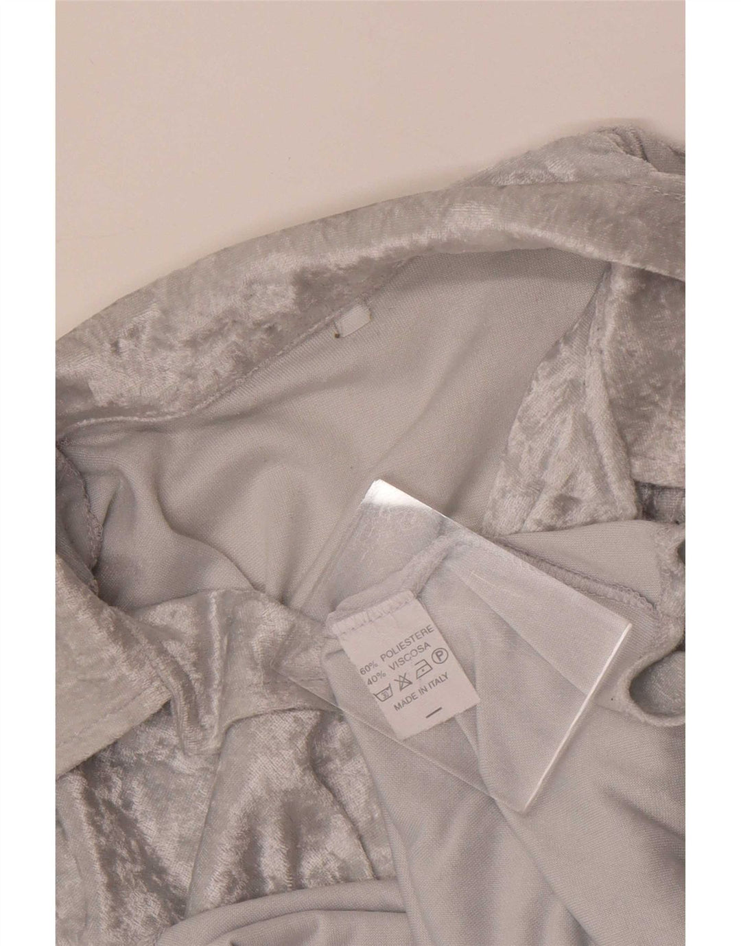 Vintage Womens Velour Shirt Blouse UK 12 Medium Grey Polyester
