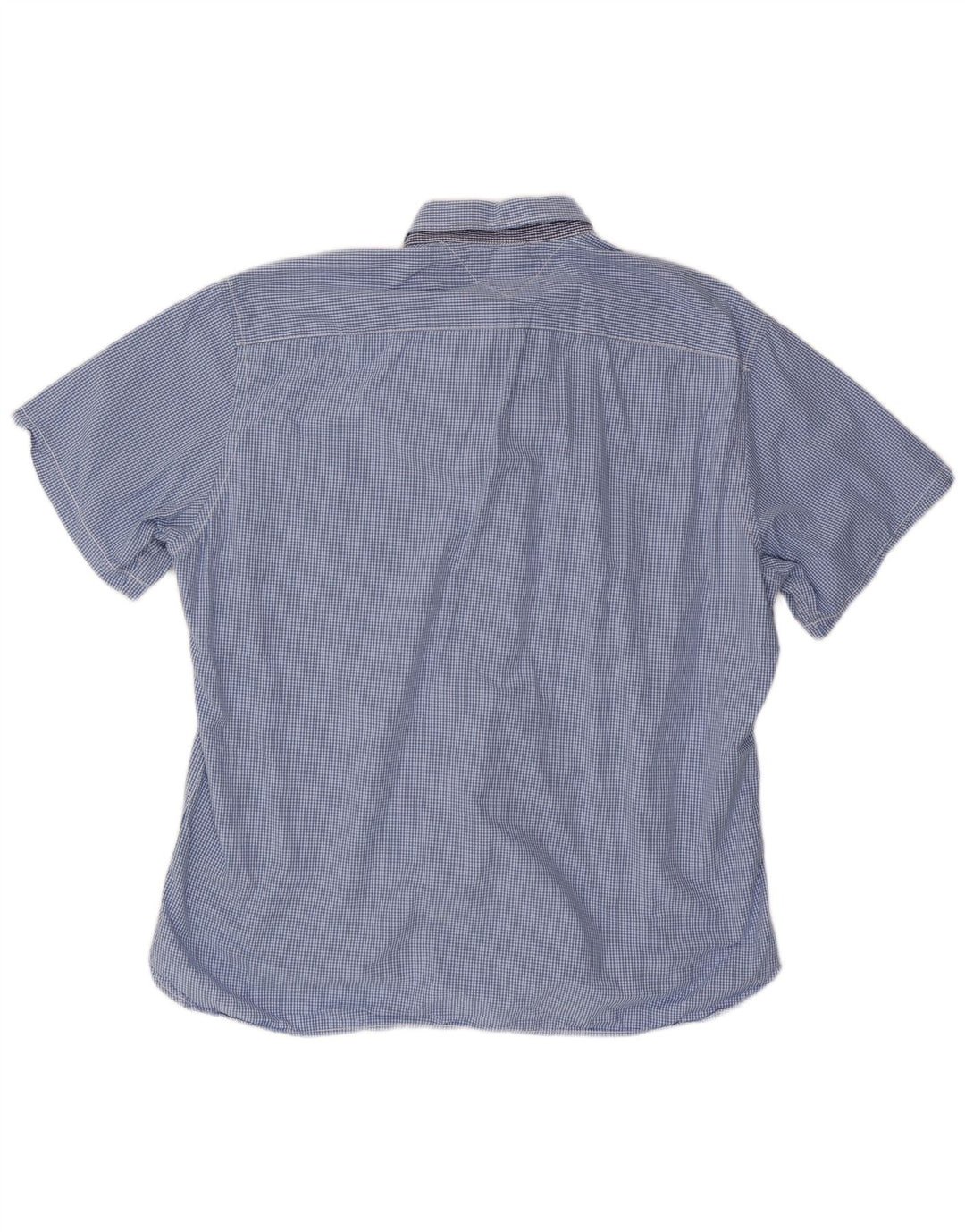 TOMMY HILFIGER Mens Custom Fit Short Sleeve Shirt 2XL Blue Gingham Cotton